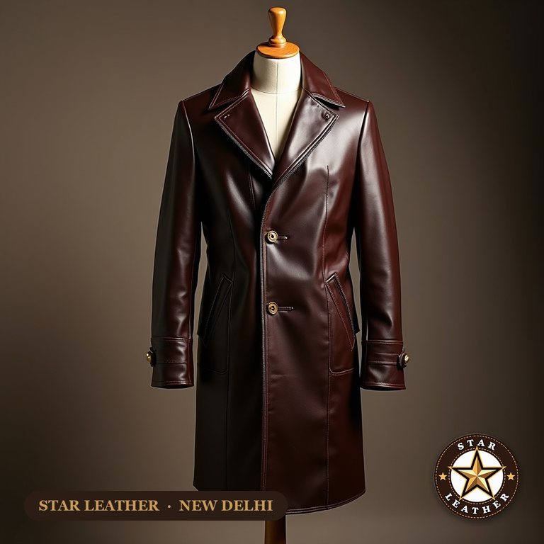 Long Leather Overcoat - Star Leather